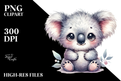 Cute Baby Koala in Digital Watercolor, PNG Product Image 2