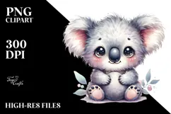 Cute Baby Koala in Digital Watercolor, PNG Product Image 2