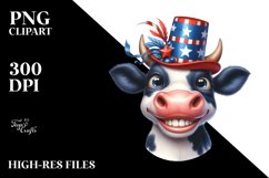 Enthusiastic Cow Portrait Wearing | Sublimation | Clipart Product Image 3