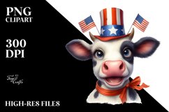 Enthusiastic Cow Portrait Wearing | Sublimation | Clipart Product Image 1