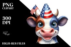 Enthusiastic Cow Portrait Wearing | Sublimation | Clipart Product Image 1