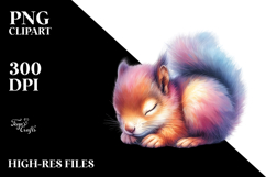 Sleeping Baby Squirrel Watercolor Clipart Product Image 2