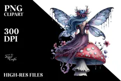 Gothic Fairy on Mushroom PNG Product Image 2