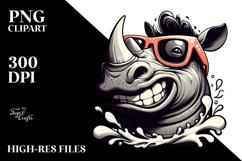 Goofy Rhino with Oversized Sunglasses PNG Product Image 2