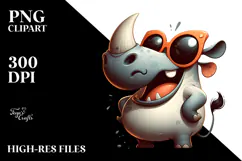 Goofy Rhino with Oversized Sunglasses PNG Product Image 2