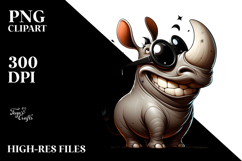 Goofy Rhino with Oversized Sunglasses PNG Product Image 2