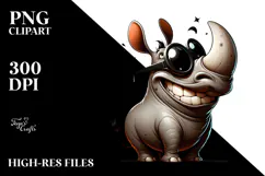 Goofy Rhino with Oversized Sunglasses PNG Product Image 2