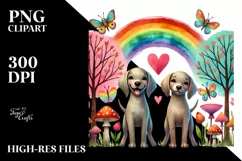 Cute Rainbow Trees Heart Tails Dog PNG Product Image 2