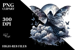 Gothic Fairy on Cloud Watercolor PNG Product Image 2
