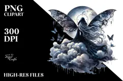 Gothic Fairy on Cloud Watercolor PNG Product Image 2