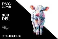 Watercolor Baby Cow Provencal Town PNG Product Image 1