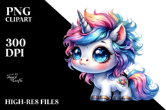 Cute Baby Unicorn in Style PNG Product Image 2