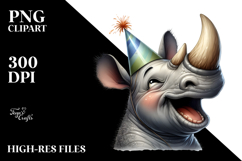 Silly Rhino with Party Hat, PNG Product Image 2
