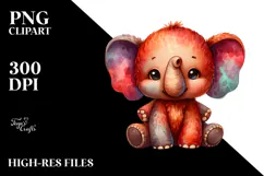 Vibrant Cute Baby Elephant | Watercolor Clipart Product Image 2