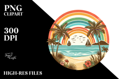 Vintage Tropical Beach Rainbow, Clipart Product Image 2