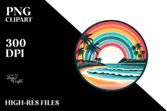Vintage Beach Rainbow Clipart PNG Product Image 2