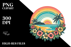 Vintage Tropical Beach Rainbow, Clipart Product Image 2