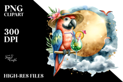 Parrot with Cocktail PNG Product Image 2