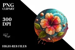 Abstract Wooden Hibiscus | Sublimation | Clipart Product Image 1