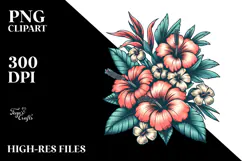 Vintage Tropical Flower Beach PNG Product Image 2