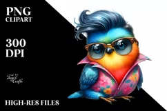 Posing Bird in Watercolor PNG Product Image 1