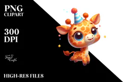 Goofy Giraffe with Party Hat PNG Product Image 2