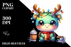 Baby Turtle with Reindeer Horns PNG Product Image 1