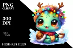 Baby Turtle with Reindeer Horns PNG Product Image 3