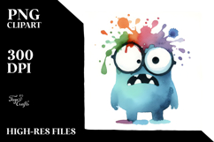 Funny Simple Monster Watercolor PNG Product Image 2