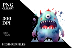 Funny Simple Monster Watercolor PNG Product Image 2