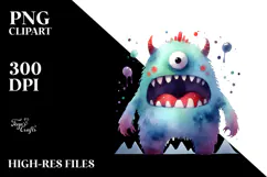 Funny Simple Monster Watercolor PNG Product Image 2