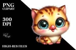 Funny Baby Cat Chick with Big Eyes Clipart Product Image 1