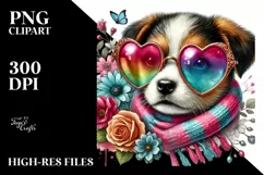 Colorful Heart Sunglasses Art PNG Product Image 2