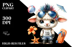 Energetic Lamb Dressed for the Beach PNG Product Image 2