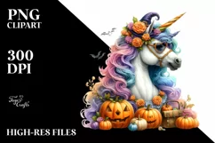 Dressed Unicorn for Halloween | Pastel Watercolor Product Image 1