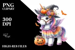 Dressed Unicorn for Halloween | Pastel Watercolor Product Image 1