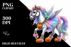 Dressed Unicorn for Halloween | Pastel Watercolor Product Image 1