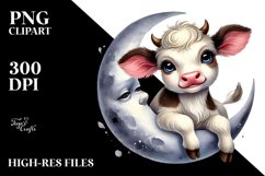 Smiling Baby Highland Cow with Sweet Pea PNG Product Image 2