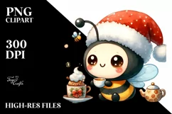 Baby Bee with Santa Hat PNG Product Image 3