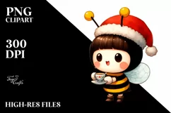 Baby Bee with Santa Hat PNG Product Image 1
