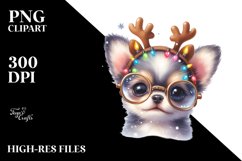 Baby Chihuahua with Reindeer Horns PNG Product Image 1