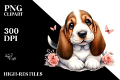 Watercolor Baby Basset Hound JPEG Product Image 2