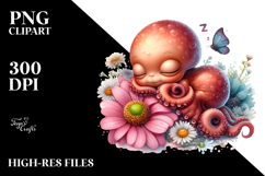 Digital Watercolor Baby Octopus JPEG Product Image 2
