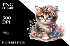 Digital Watercolor Baby Kitten JPEG Product Image 2