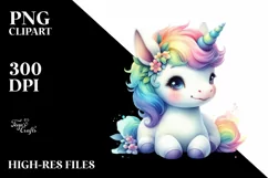 Colorful Baby Unicorn Swing PNG Product Image 1