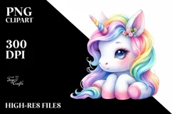 Colorful Baby Unicorn Swing PNG Product Image 1