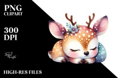 Colorful Cute Deer Sleeping Sublimation Clipart Product Image 1