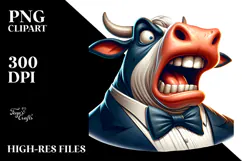 Goofy Cow with Bow Tie, PNG Product Image 2