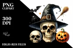 Funny Watercolor Halloween Sticker Clipart Product Image 3