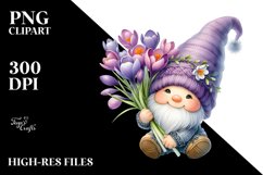 White Background Gnome with Crocus PNG Product Image 2